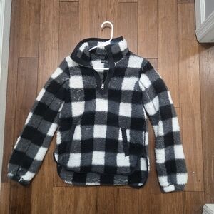 Abercombie And Fitch Buffalo Check Half-Zip Sherpa Pullover